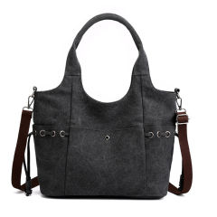 Made-to-order Vintage Brown Canvas Drawstring Tote Bag – Large Convertible Shoulder & Crossbody Handbag