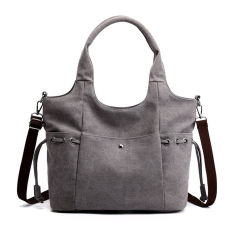 Made-to-order Vintage Brown Canvas Drawstring Tote Bag – Large Convertible Shoulder & Crossbody Handbag