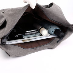 Made-to-order Vintage Brown Canvas Drawstring Tote Bag – Large Convertible Shoulder & Crossbody Handbag