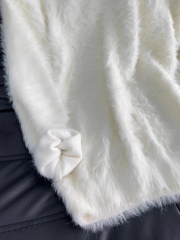Ivory Long-Pile Fuzzy Oversized Crew Neck Sweater