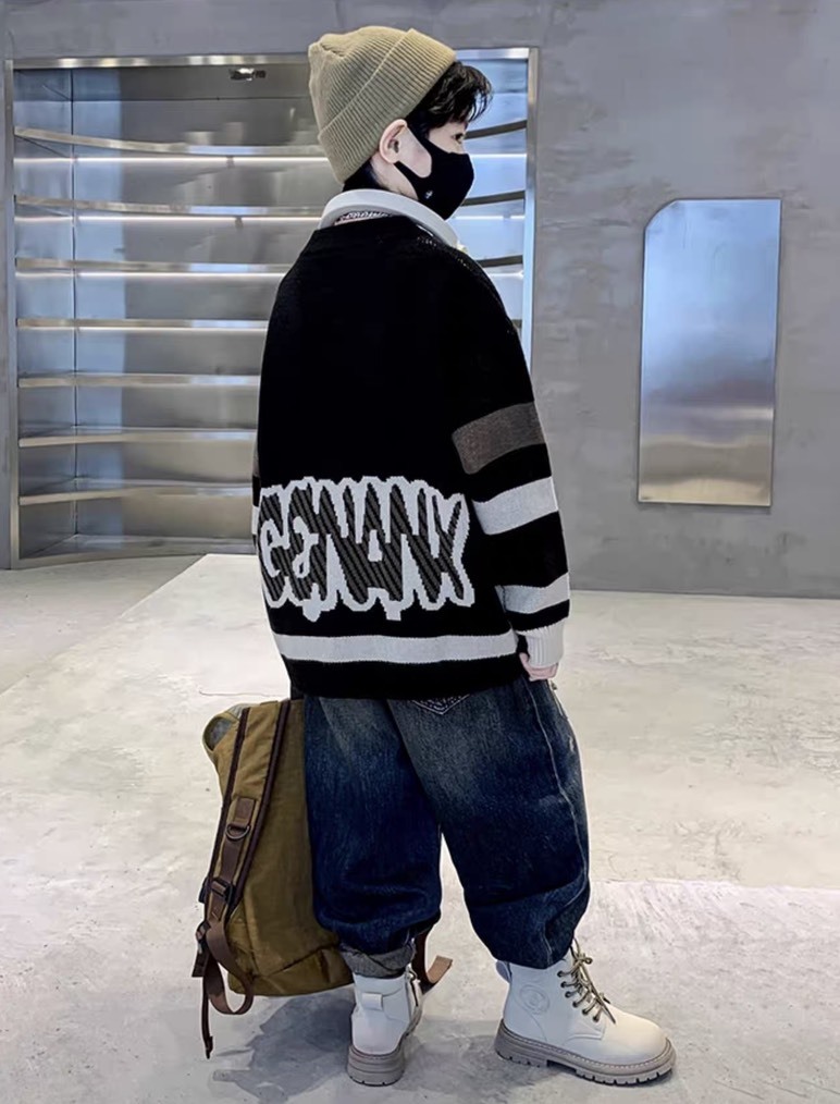 Urban Abstract Patchwork Oversized Knit Sweater