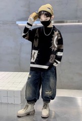 Urban Abstract Patchwork Oversized Knit Sweater