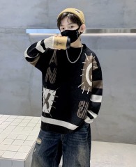 Urban Abstract Patchwork Oversized Knit Sweater