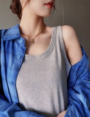 Women’s Essential Gray Ribbed Scoop-Neck Tank Top