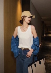 Women’s Essential Gray Ribbed Scoop-Neck Tank Top