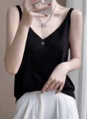 Women’s Heather Beige V-Neck Knit Camisole Top
