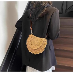 Sunburst Scallop Crochet Crossbody Bag