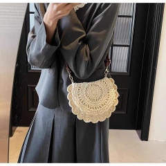 Sunburst Scallop Crochet Crossbody Bag