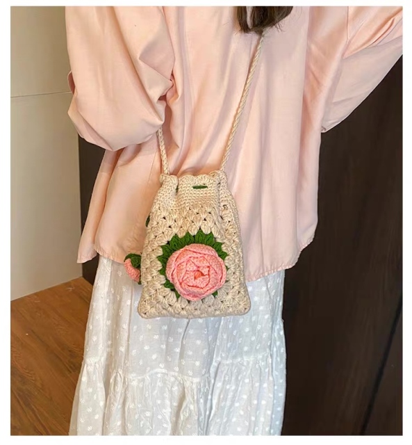 Rose Garden Crochet Phone Crossbody Bag