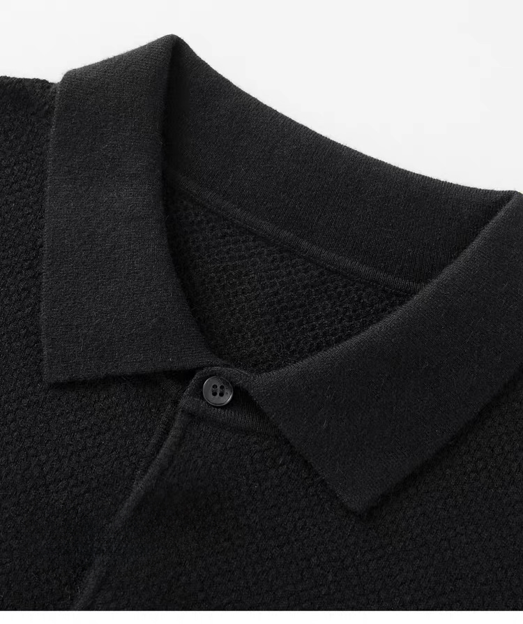 Men’s Relaxed Fit Textured Knit Polo Shirt – Short Sleeve Casual Grey Polo
