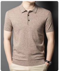 Men’s Premium Fine Knit Polo Shirt – Slim Fit Short Sleeve Grey Textured Polo