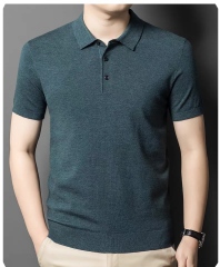 Men’s Premium Fine Knit Polo Shirt – Slim Fit Short Sleeve Grey Textured Polo