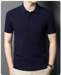 Men’s Premium Fine Knit Polo Shirt – Slim Fit Short Sleeve Grey Textured Polo