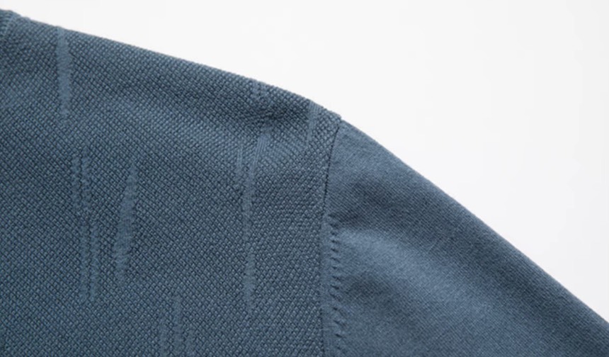 Men's Navy Blue Textured Knit Crew Neck Sweater – Slim Fit Long Sleeve Pullover