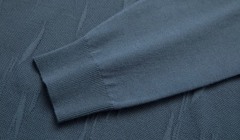 Men's Navy Blue Textured Knit Crew Neck Sweater – Slim Fit Long Sleeve Pullover
