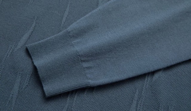 Men's Navy Blue Textured Knit Crew Neck Sweater – Slim Fit Long Sleeve Pullover