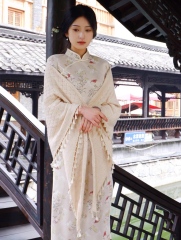 Meilin Ivory Pointelle Knit Tassel Shawl – Elegant Women’s Vintage Shoulder Wrap