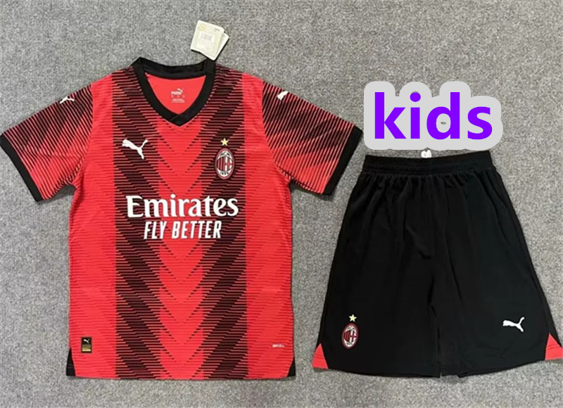 2024 AC Milan home kids kit jersey