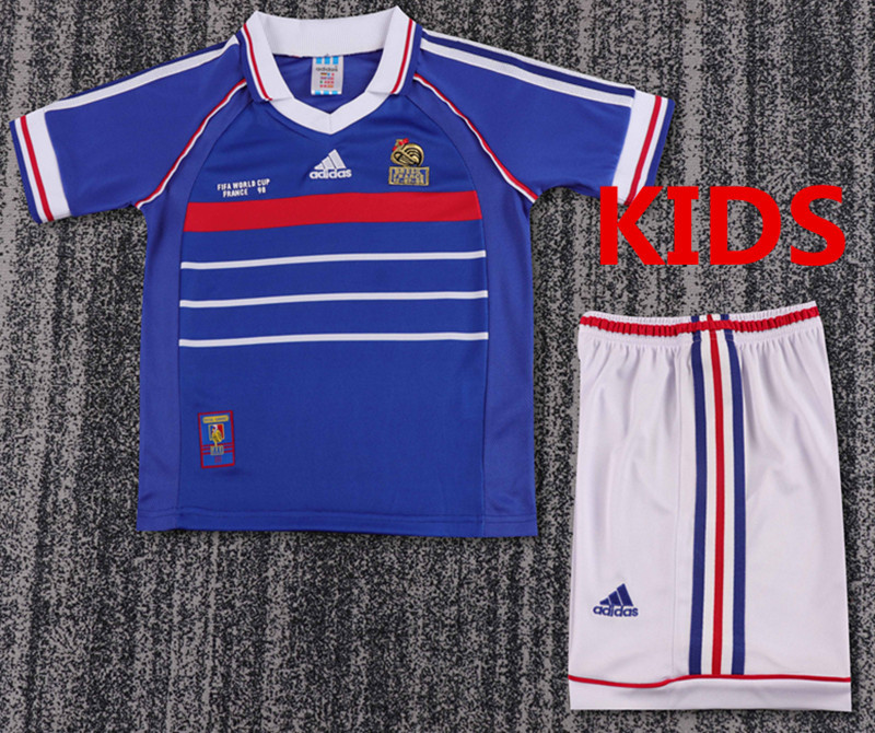 1998 France Home Retro Kids Jersey
