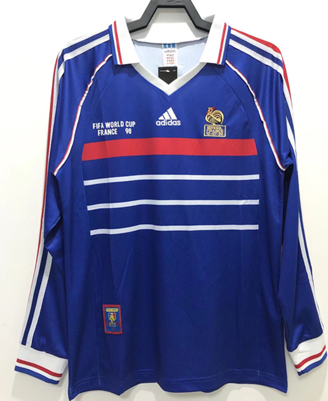 1998 France home retro Thai quality long sleeve jersey