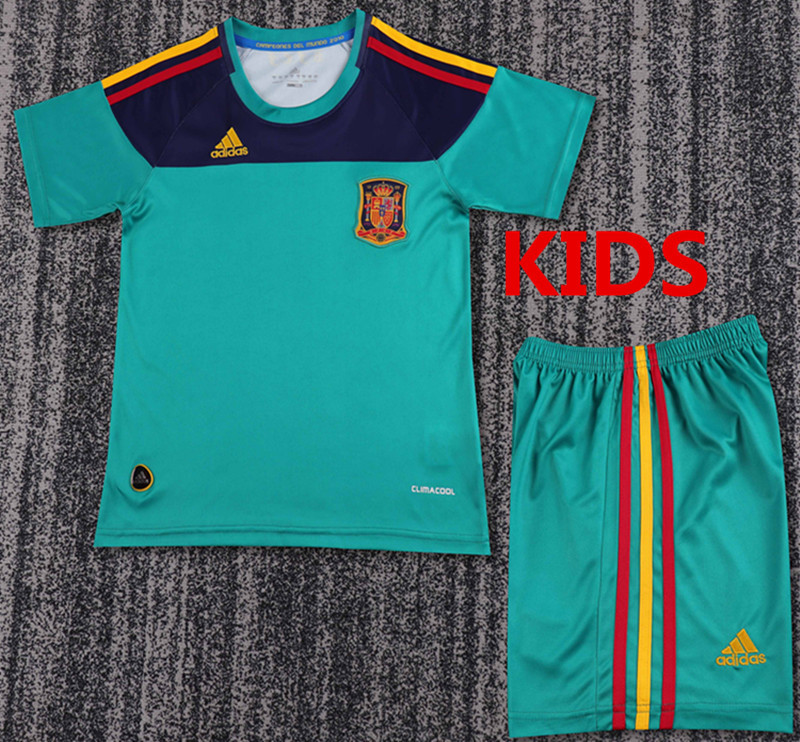 2010 Spanish Green Goalkeeper Retro Kidswear