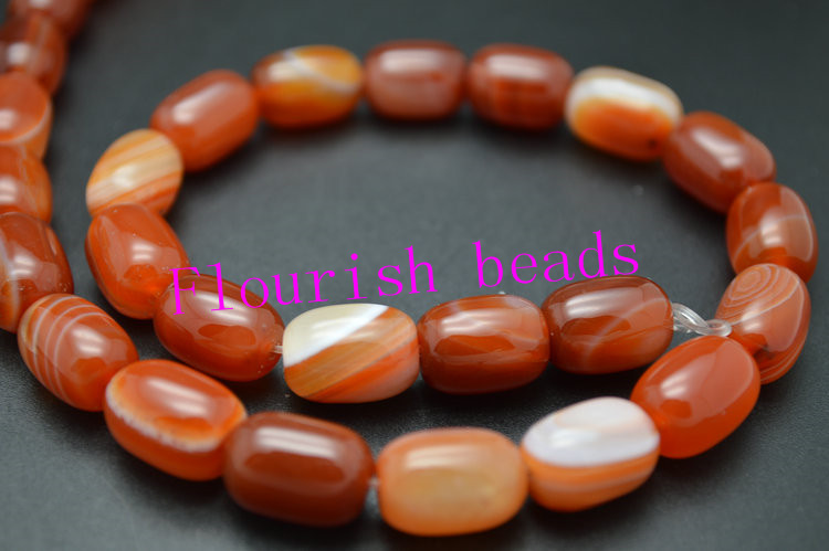 Banded Barrel Shape Red Carnelian 10*14MM