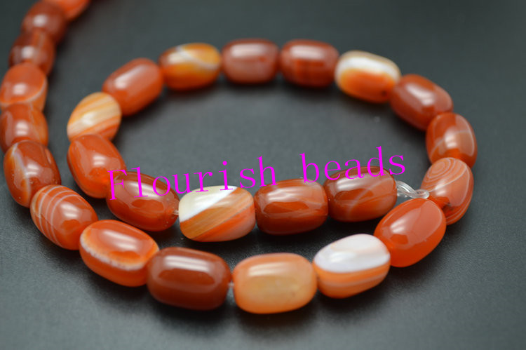 Banded Barrel Shape Red Carnelian 10*14MM