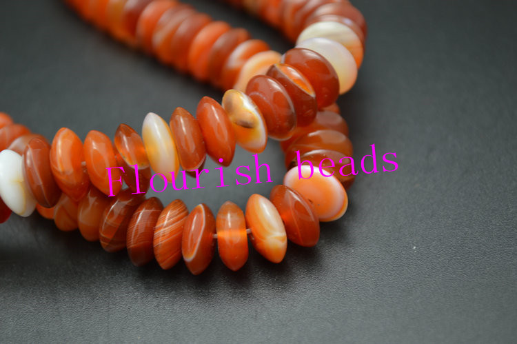 4*10MM Banded Red Carnelian Agate Beads Rondelle Spacer