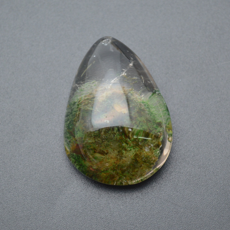 Natural Green  Phantom Quartz Pear shape Stone Crystal Pendant