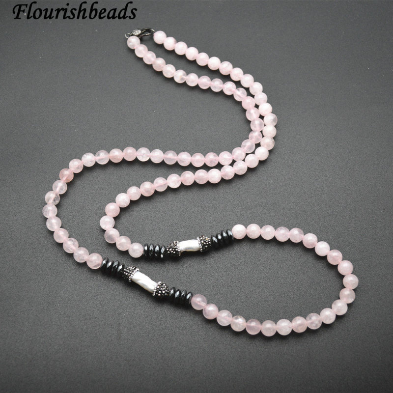 Natural Natural Amethyst / Sodalite / White Howlite / Rose Quartz Stone Round Beads Long Chains Necklace