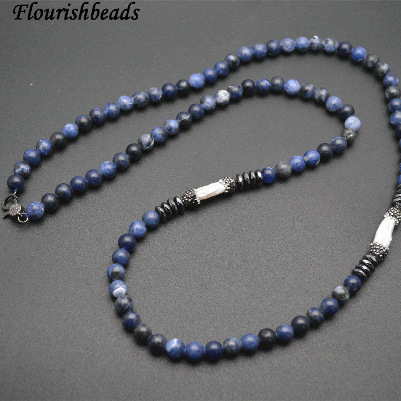 Natural Natural Amethyst / Sodalite / White Howlite / Rose Quartz Stone Round Beads Long Chains Necklace