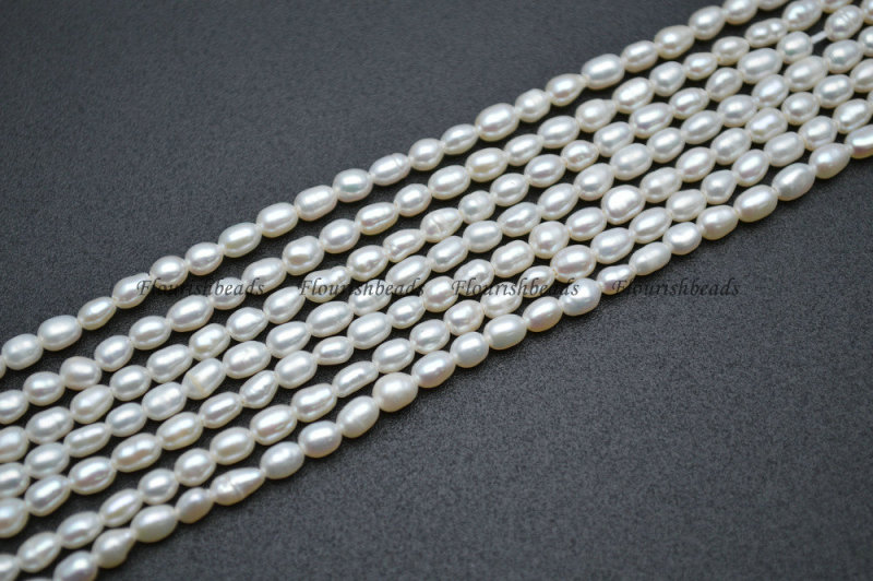 3x4mm 4x6mm Natural Fresh Water Pearl Rice Loose Beads