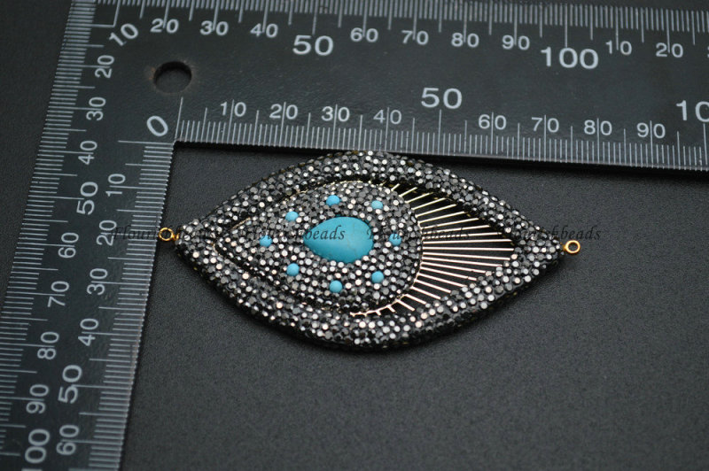 Big size Antique Bronze color Big size Metal Marquise Shape Pendant Paved Blue Howlite Cabochons Two Loops