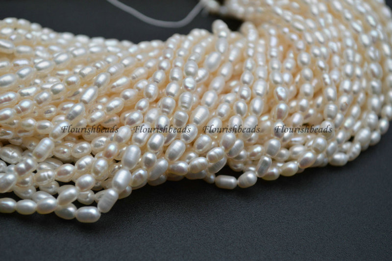 3x4mm 4x6mm Natural Fresh Water Pearl Rice Loose Beads
