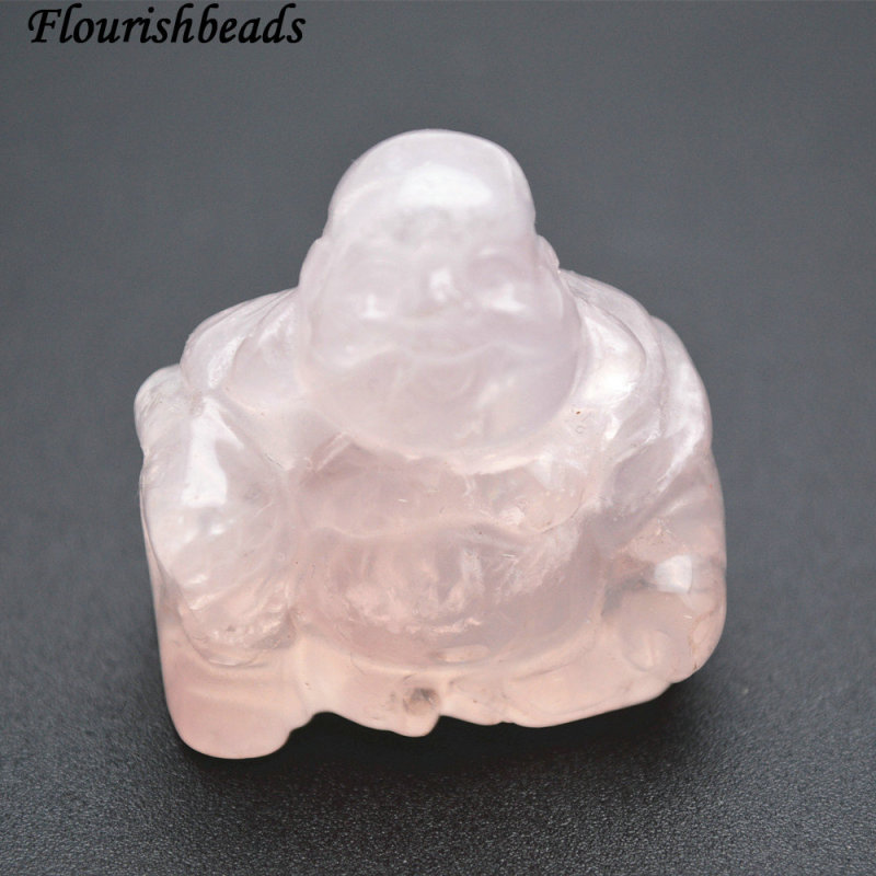 35mm Natural Green Aventurine and Rose Quartz Stone Laughing Buddha Home Fengshui Decor