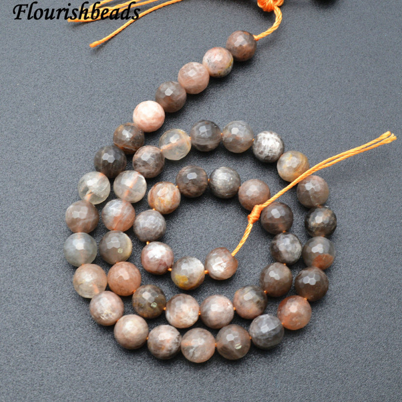 8mm Faceted Natural Mix color Sunstone Round Loose Beads