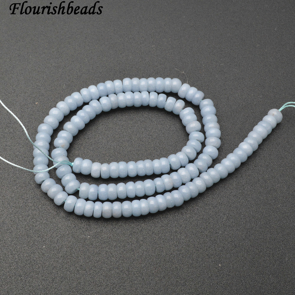 4x6mm Natural Blue Angelite Stone Rondelle Loose Beads