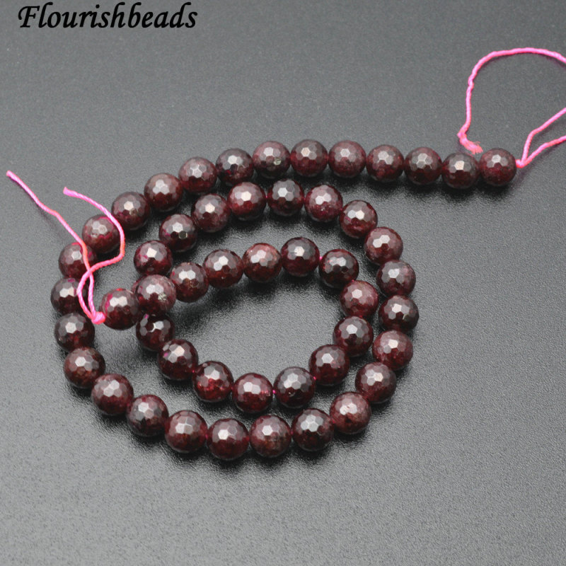 6mm 8mm 10mm Faceted Natural Garnet Stone Round Beads