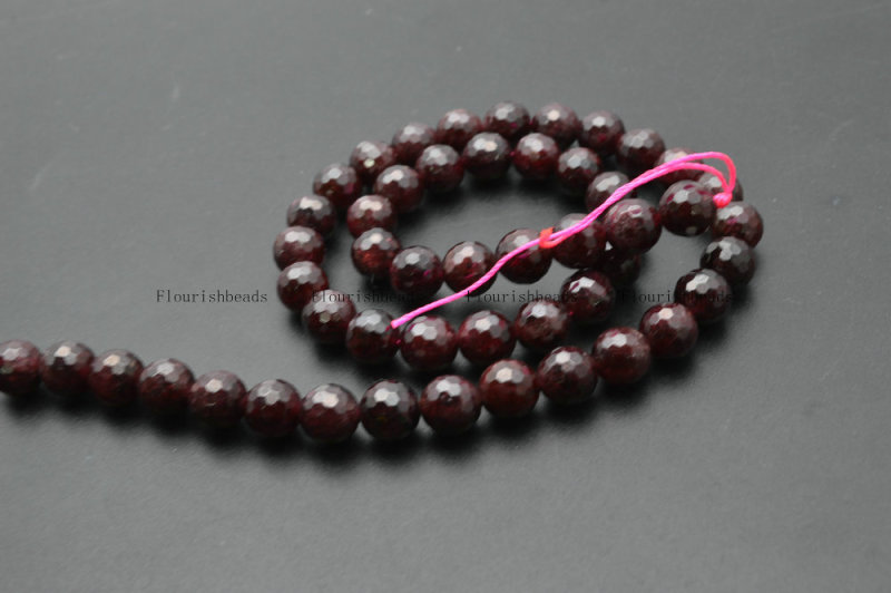 6mm 8mm 10mm Faceted Natural Garnet Stone Round Beads