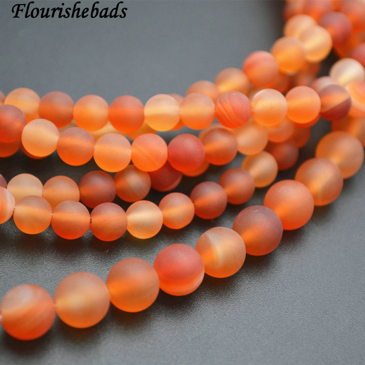 Matte Natural Natural Red Carnelina Agate Round Beads
