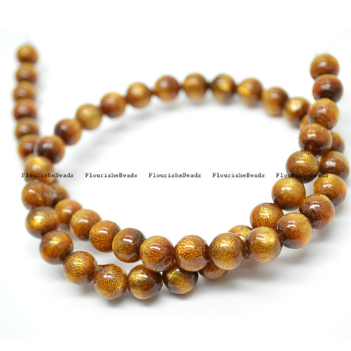 Dyed Sea Bamboo Gold color Coral Round Beads 4mm~10mm