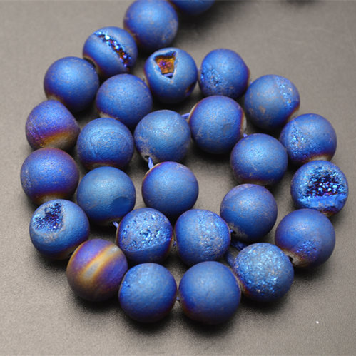 Titanium Electroplating 9 colors Geode Druzy Agate Stone Round Loose Beads