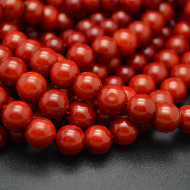 4mm~10mm Dyed Sea Bamboo Red Coral Round Beads