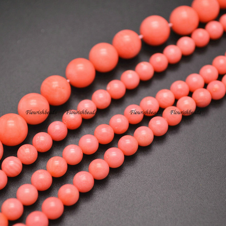 Dyed Sea Bamboo Pink Coral Round Beads 4mm~10mm