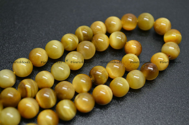 Gold Tiger Eye Stone Round Loose Beads