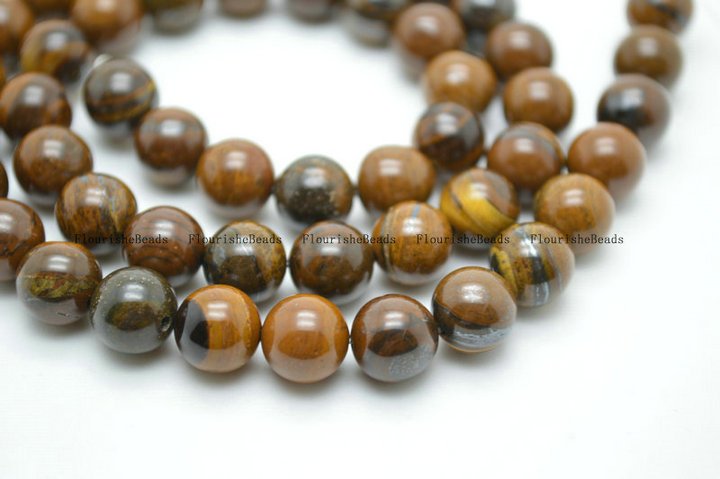 Natural Yellow Iron Tiger Eye Stone Round Loose Beads