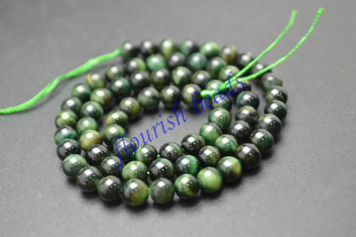 Green Color Tiger Eye Stone Round Loose Beads