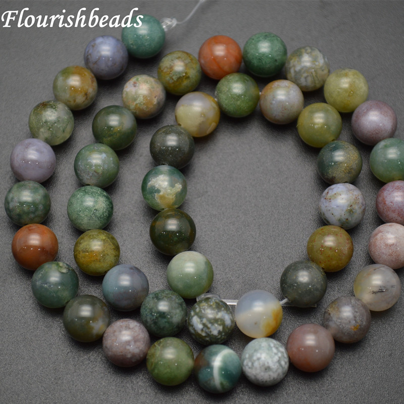 Smooth Natural India Agate Stone Round Loose Beads