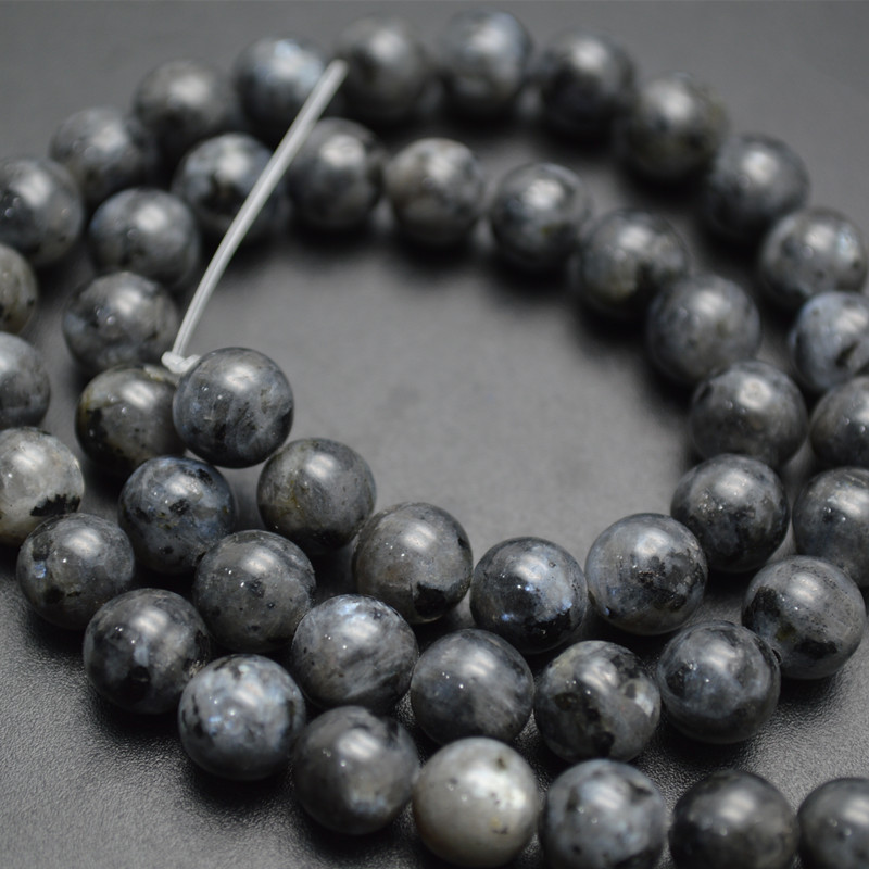 Smooth Natural Larvikite Stone Round Loose Beads