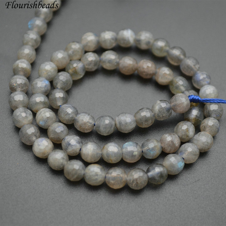 Faceted Natural Labradorite Stone Round Beads